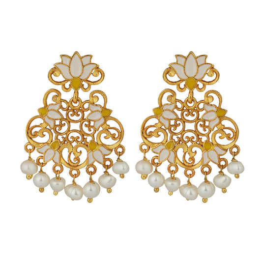 White Mystic Lotus Studs