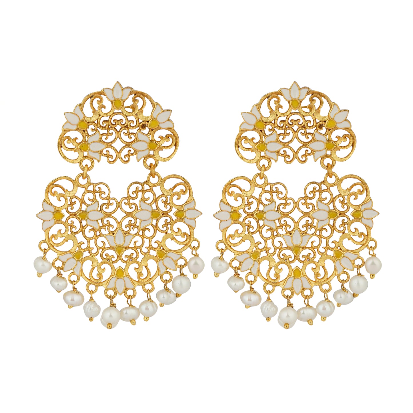 Tranquil Lotus Earrings in White