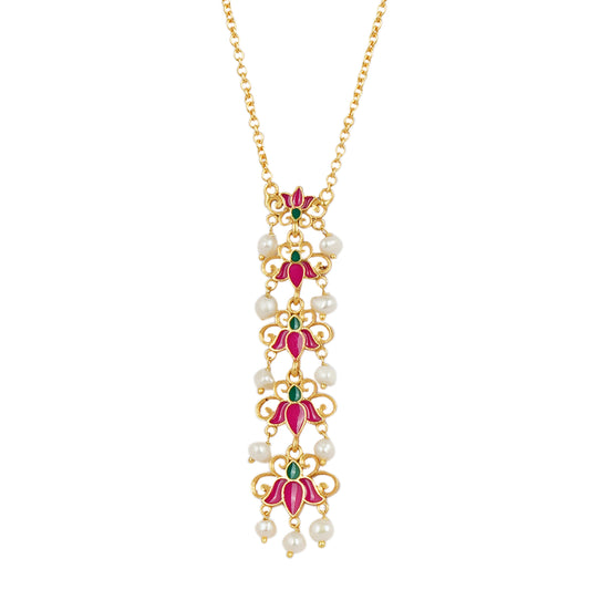 Pink Lotus Garden Pendant Necklace