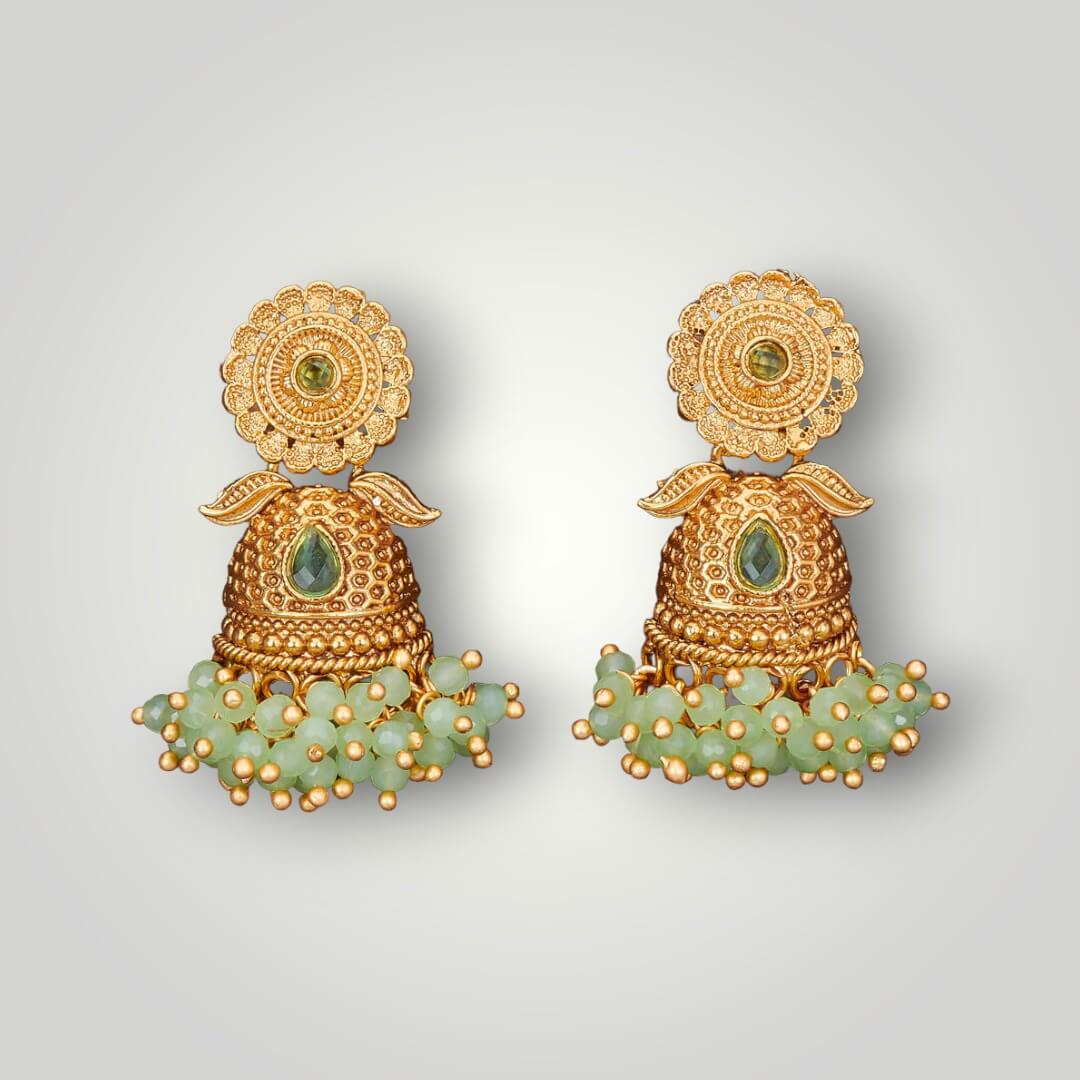 213194 - Antique Matte Gold Plated Jhumki Style Earring
