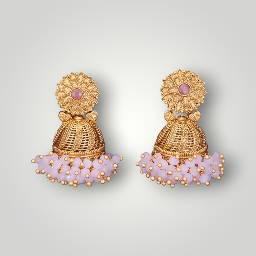 213195 - Antique Matte Gold Plated Jhumki Style Earring