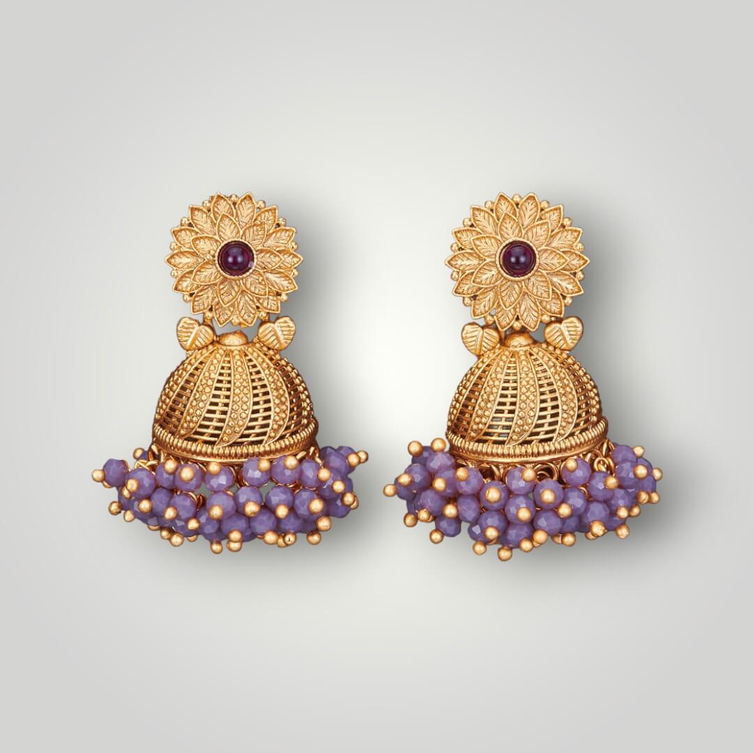 213195 - Antique Matte Gold Plated Jhumki Style Earring