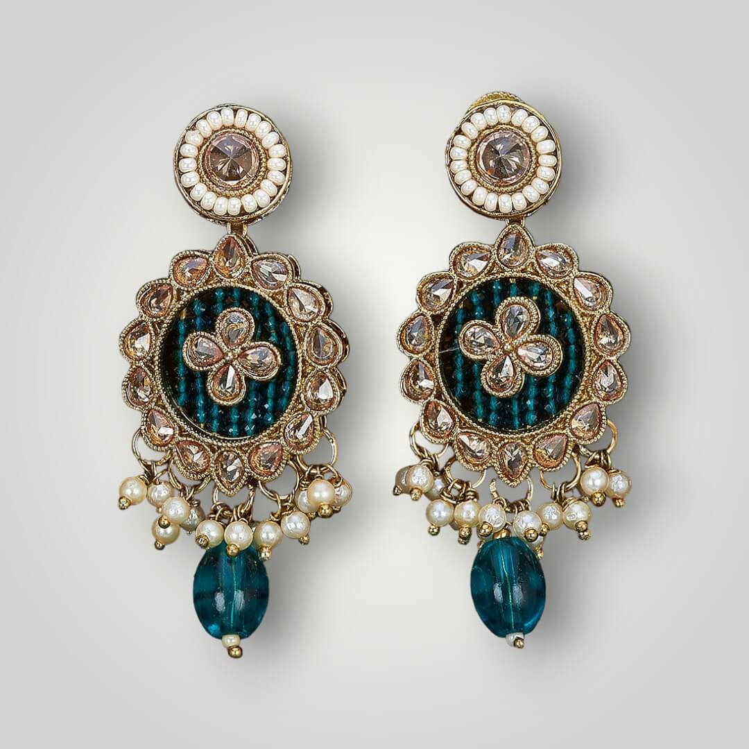 213656 - Antique Mehndi Plated Moti Style Earring