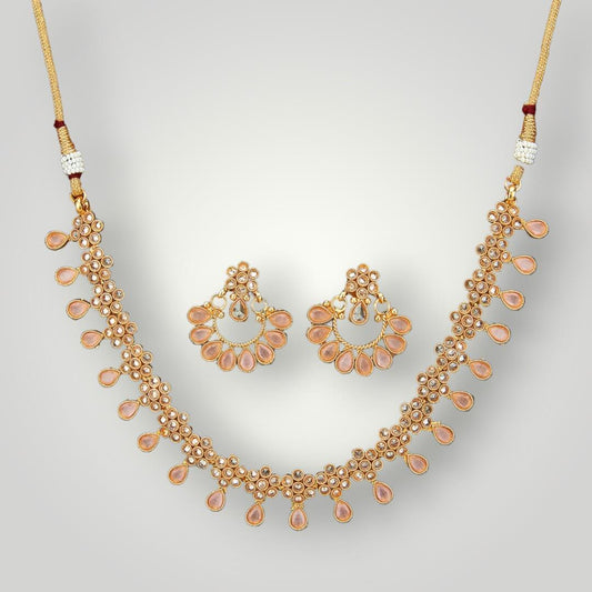 214942 - Antique Gold Plated Delicate Style Necklace Set
