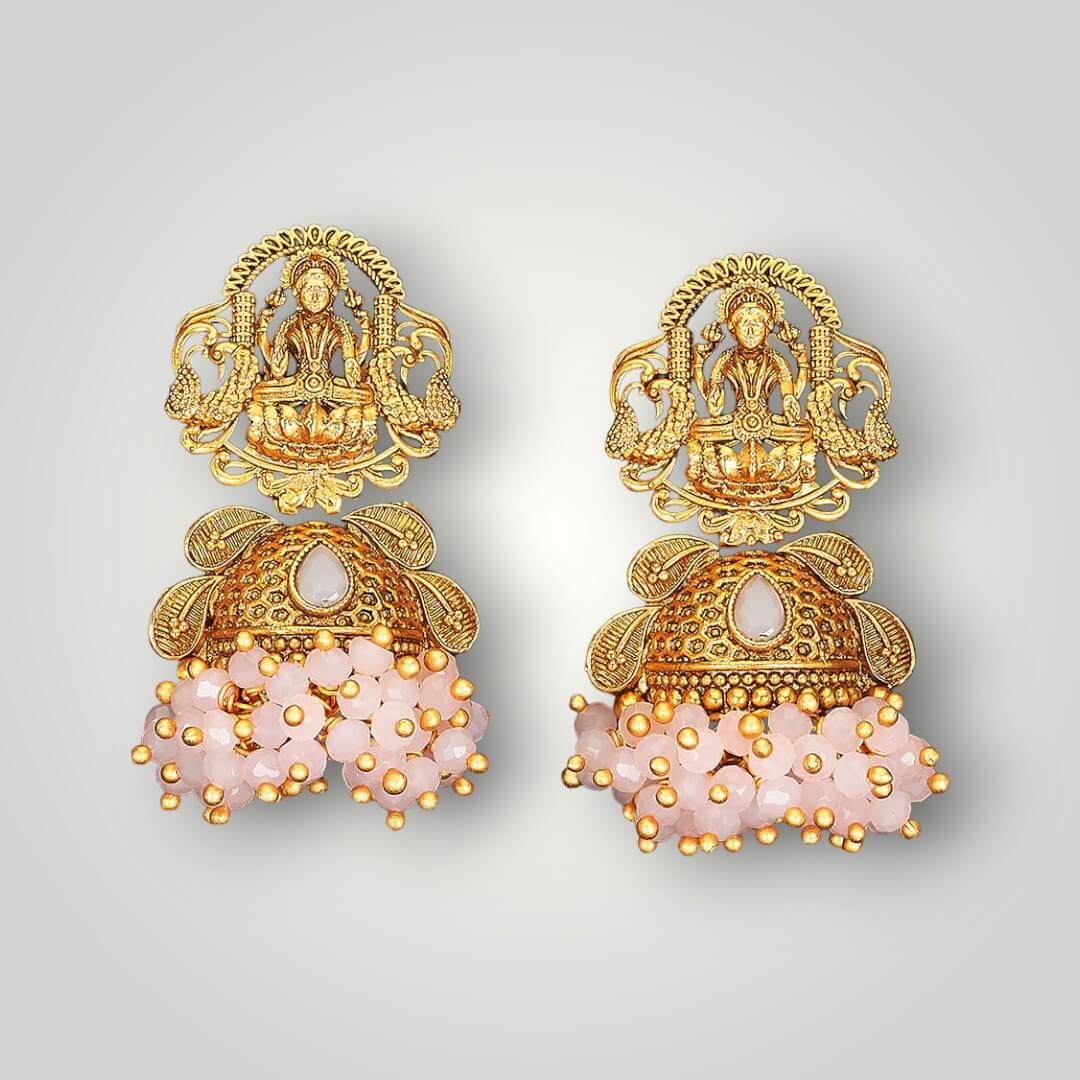 215056 - Antique Matte Gold Plated Jhumki Style Earring