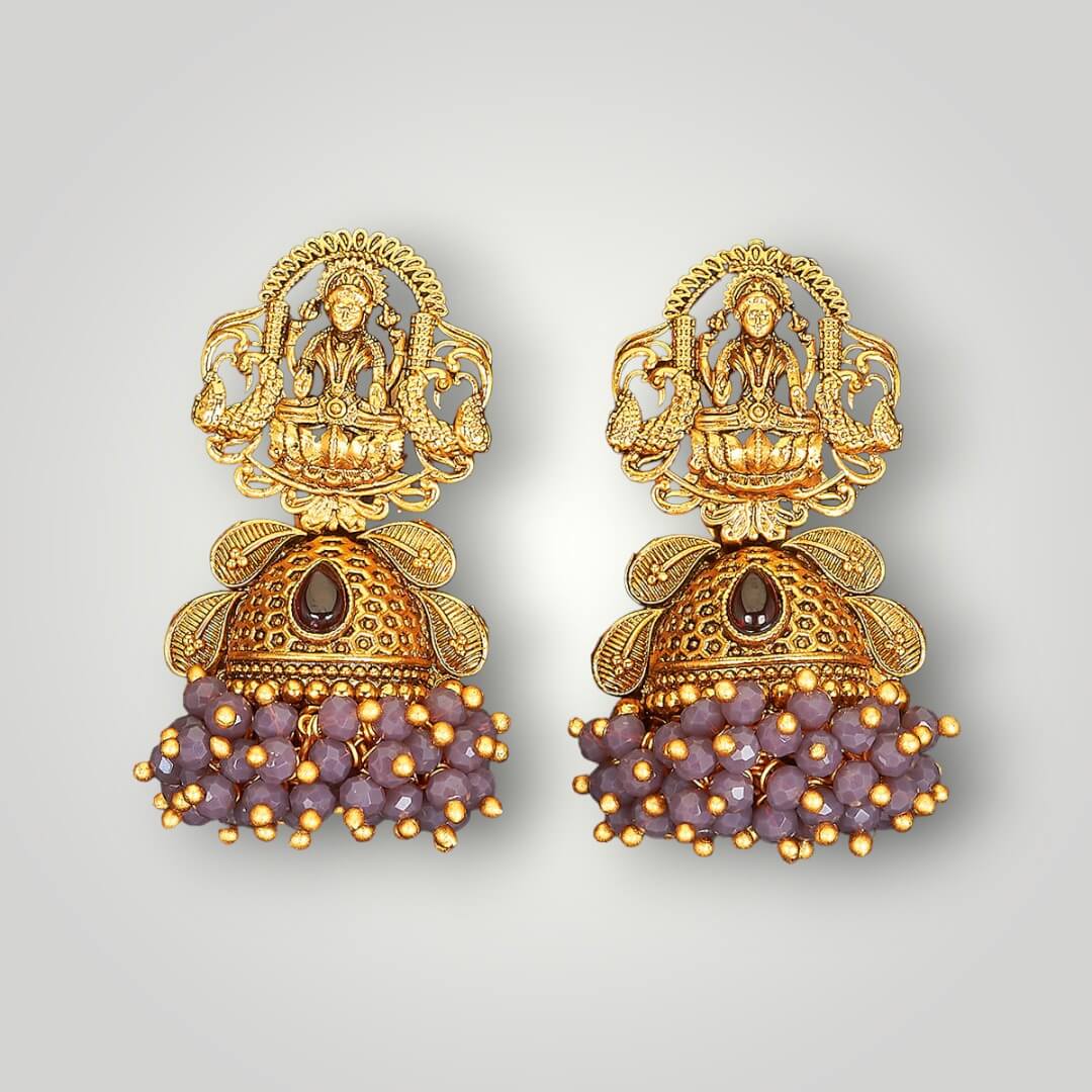 215056 - Antique Matte Gold Plated Jhumki Style Earring