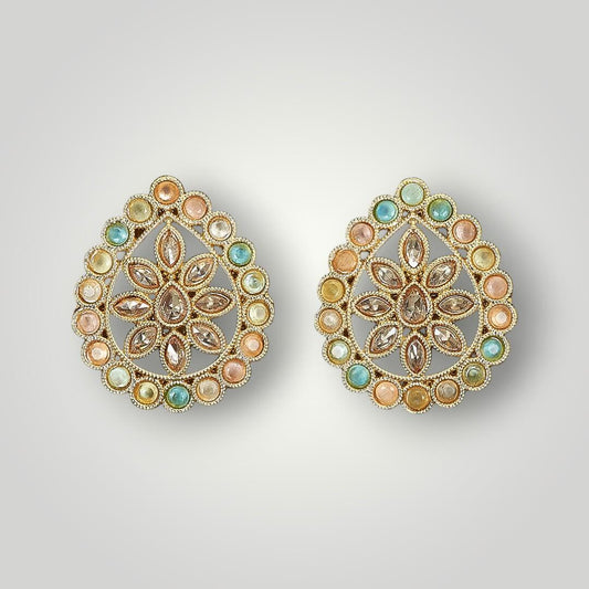 215140 - Antique Mehndi Plated Top/Stud Style Earring