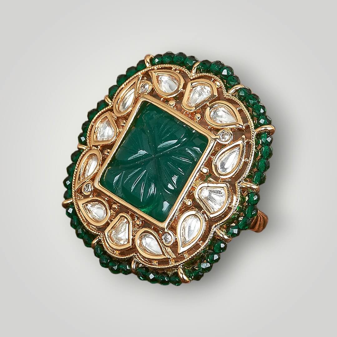 301719 - Kundan Gold Plated Classic Style Finger Ring