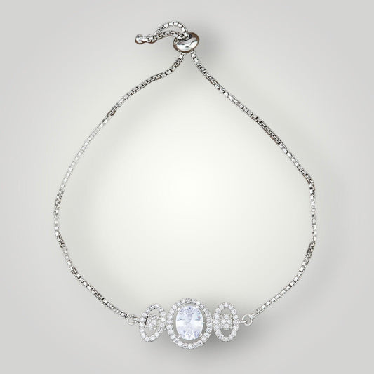 418956 - AD Rhodium Plated Adjustable Classic Style Bracelet