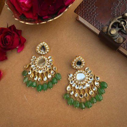 Green Strawberry Quartz Nachde Ne Saare Glam Earrings