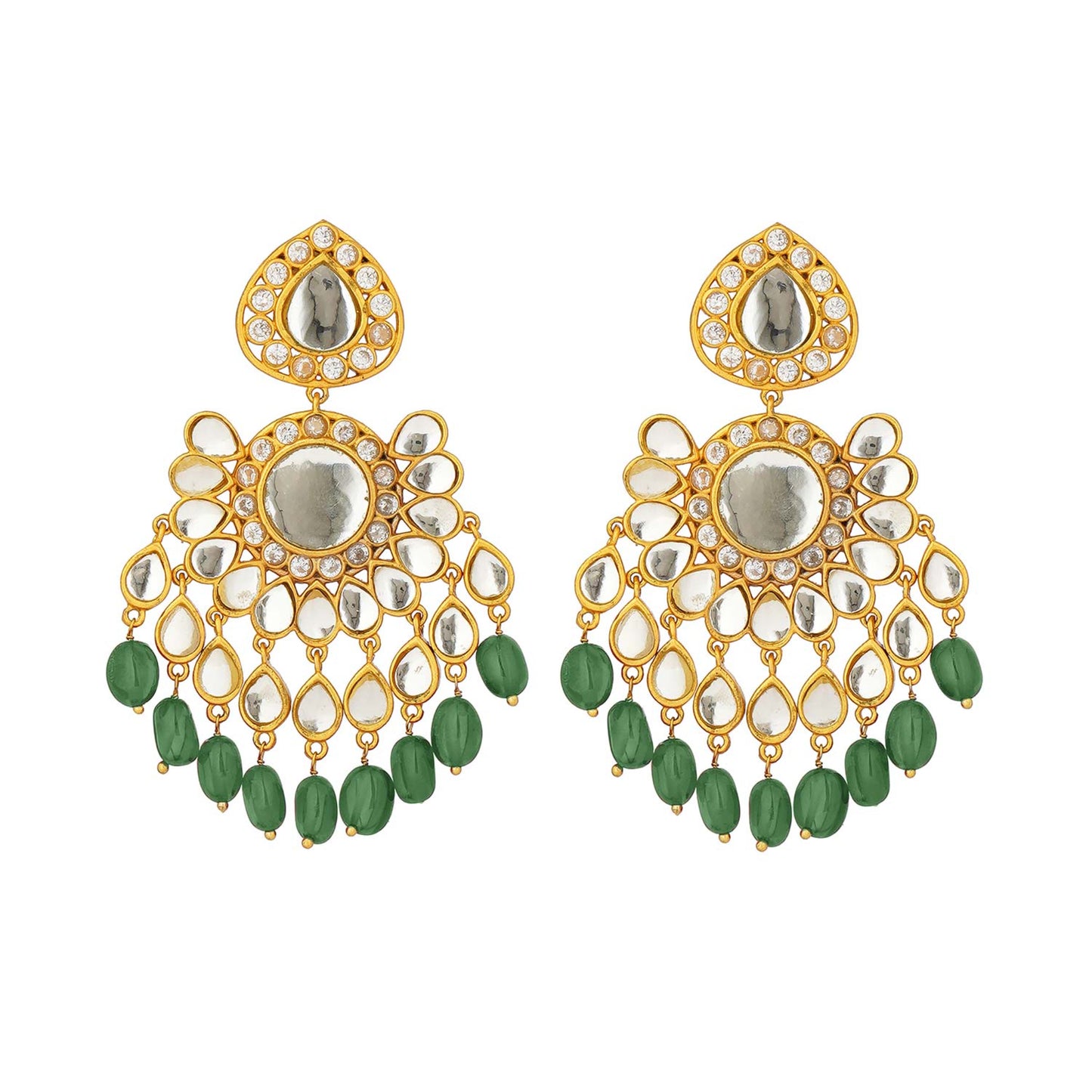 Green Strawberry Quartz Nachde Ne Saare Glam Earrings