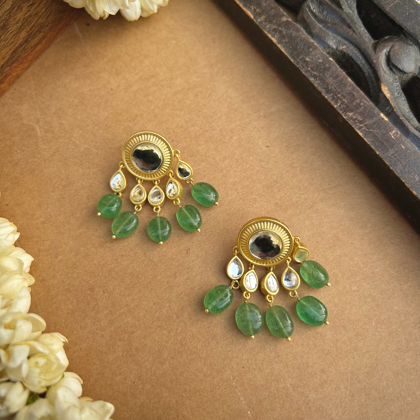 Green Strawberry Quartz Shava Shava Radiant Studs