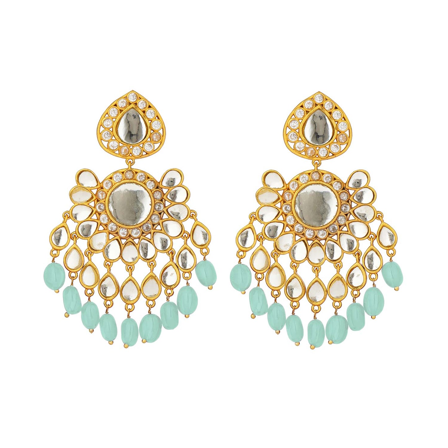 Aqua Green Hydro Quartz Nachde Ne Saare Glam Earrings