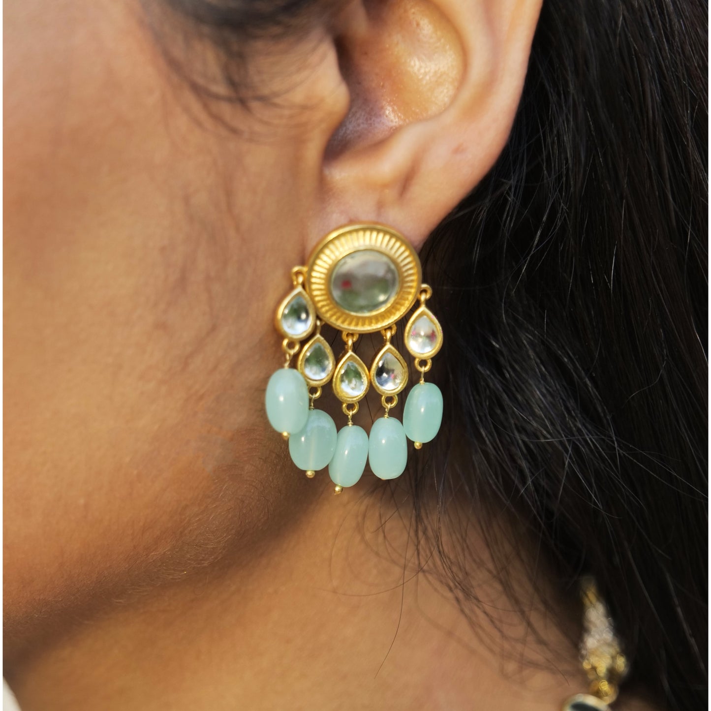 Aqua Green Hydro Quartz Shava Shava Radiant Studs