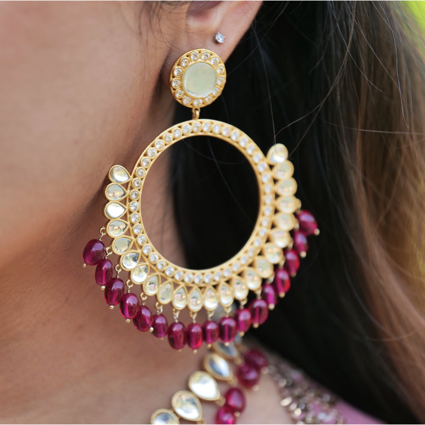 Rani Pink Mehfil Glam Earrings