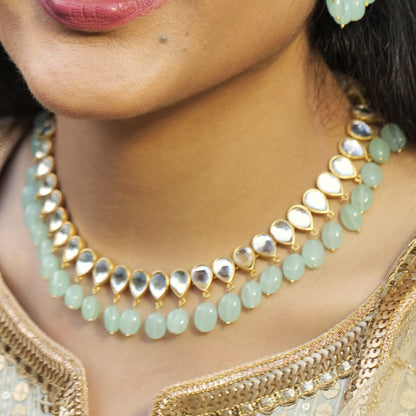 Aqua Green Hydro Quartz Jashn Glam Choker Necklace