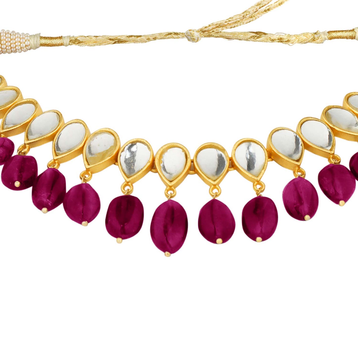 Rani Pink Hued Stone Jashn Glam Choker Necklace