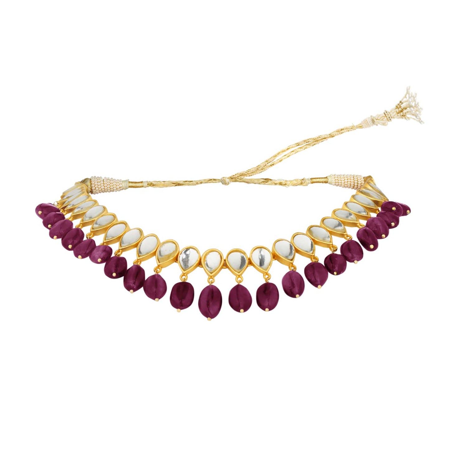 Rani Pink Hued Stone Jashn Glam Choker Necklace