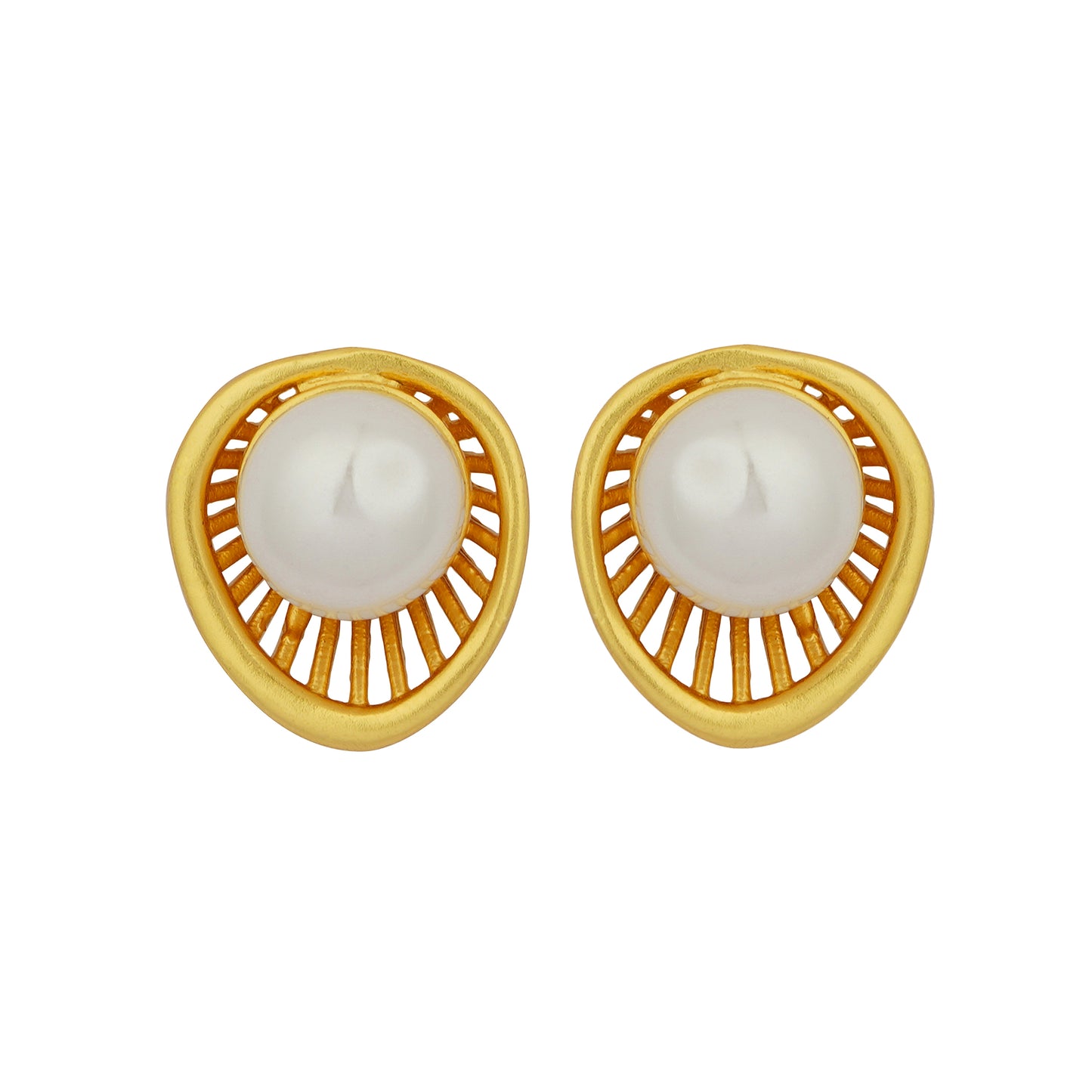 Luxe Pearl Zoned Stud Earrings