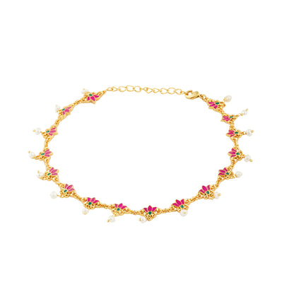 Pink Lotus Delicate Anklet Set