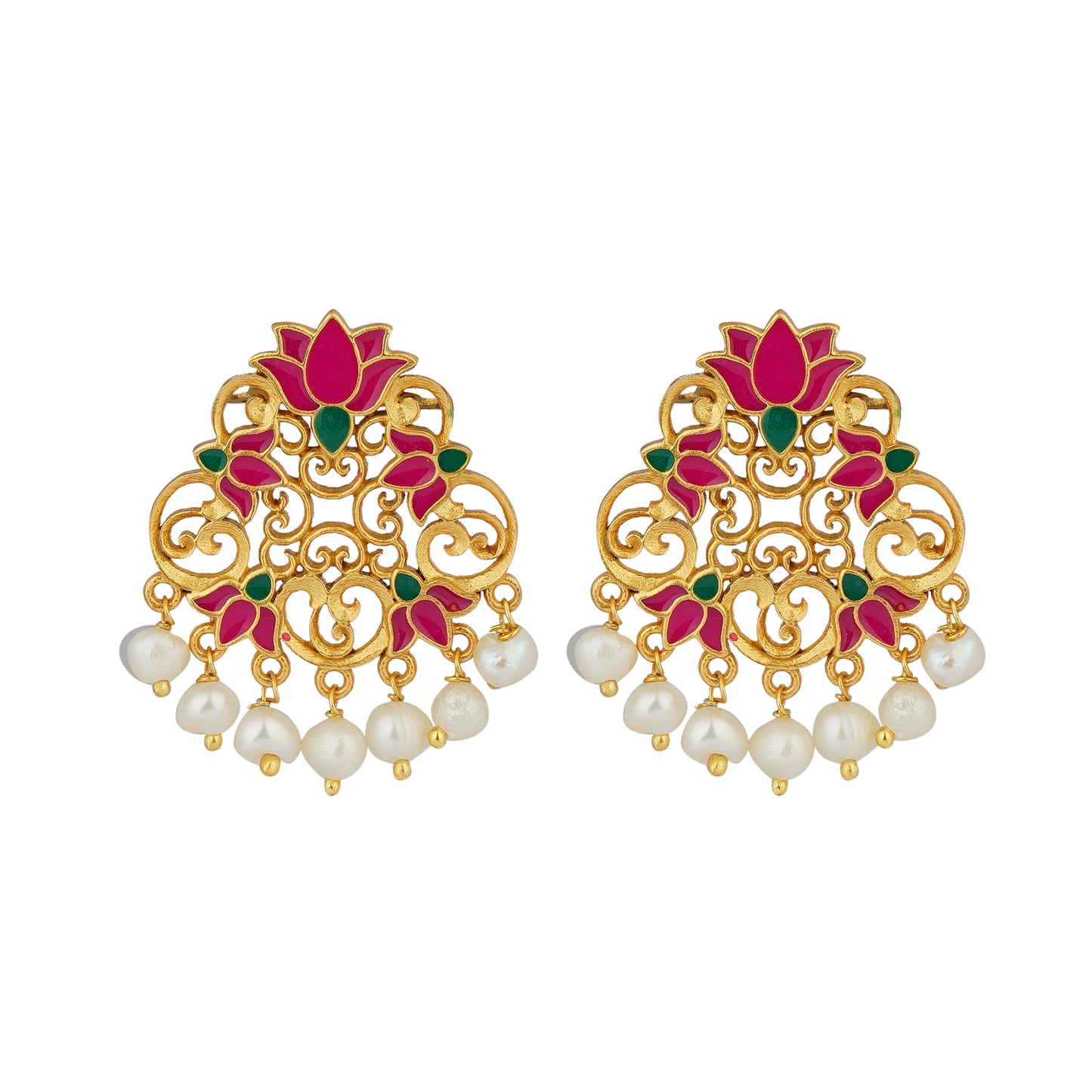 Pink Glory Lotus Studs