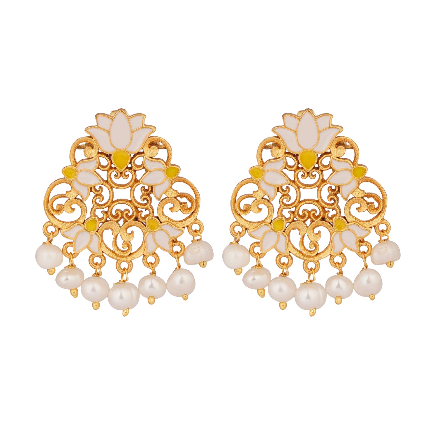 White Glory Lotus Studs