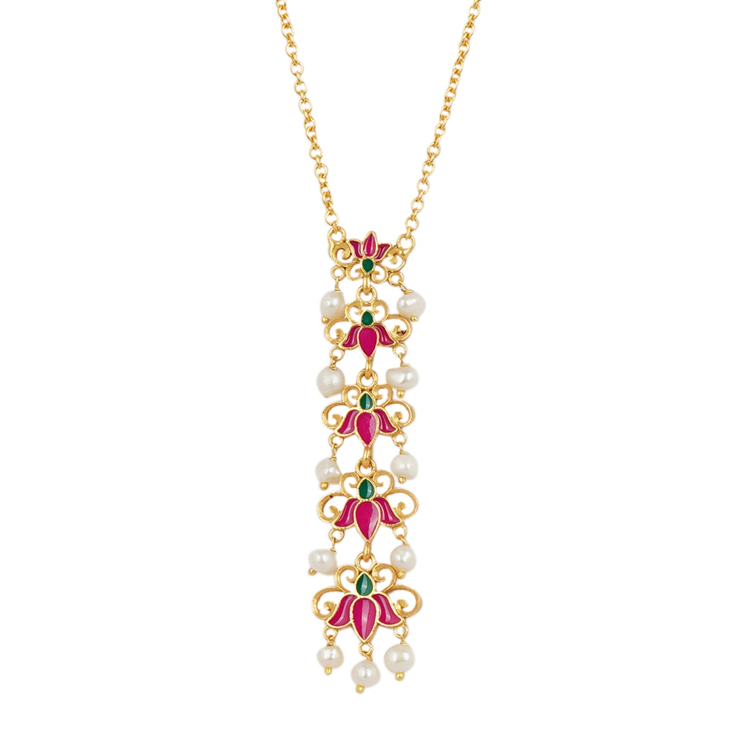 Pink Lotus Garden Pendant Necklace