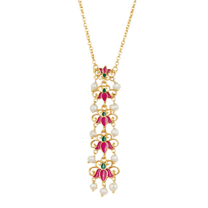 Pink Lotus Garden Pendant Necklace