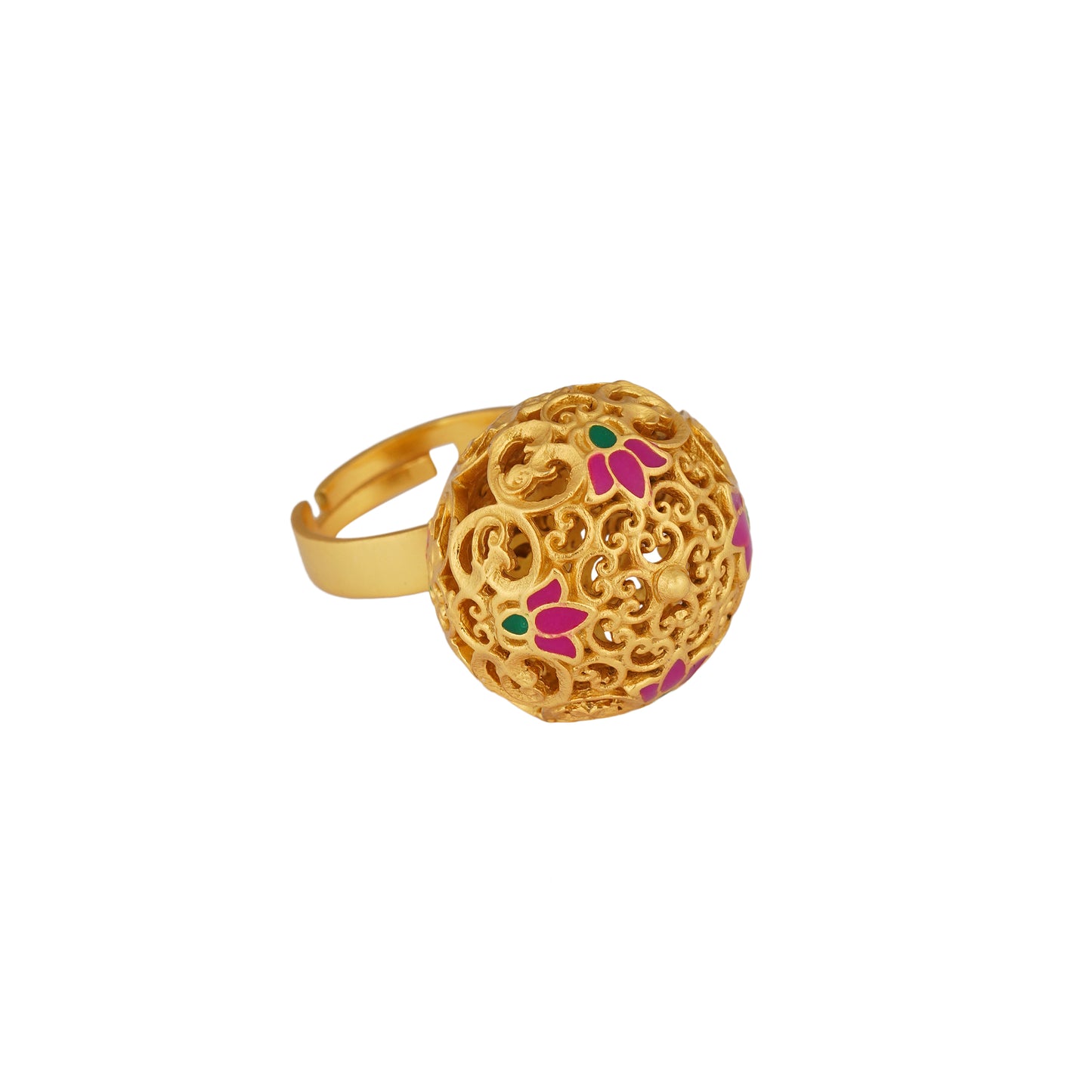 Pink Lotus Globe Statement Ring