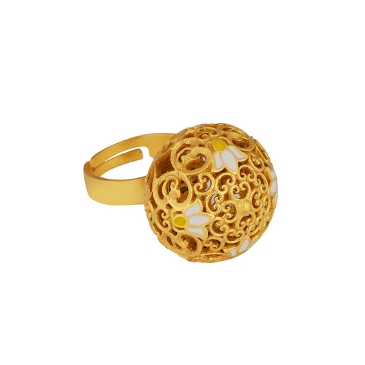 White Lotus Globe Statement Ring