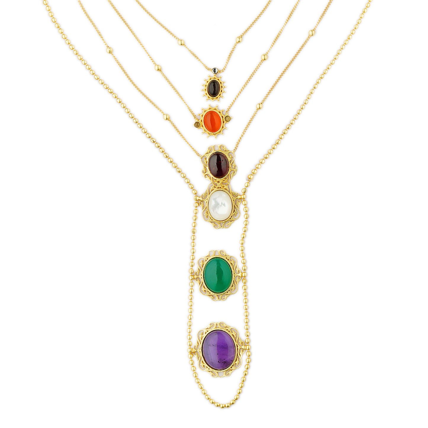 Navratan Power Play Layered Necklace