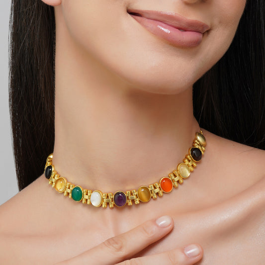 Navratna Style in Colour Necklace