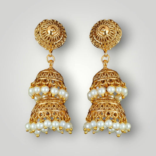 12200 - Antique Gold Plated Jhumki Style Earring