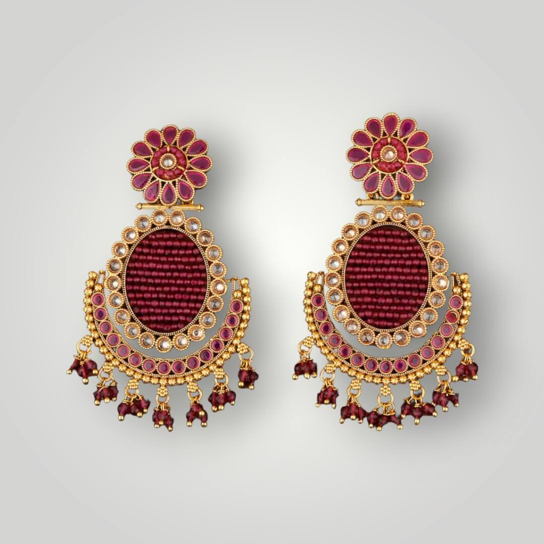 209407 - Antique Gold Plated Chand Style Earring