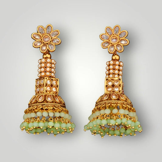 210247 - Antique Gold Plated Jhumki Style Earring