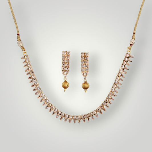 210520 - Antique Gold Plated Delicate Style Necklace Set