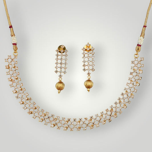 211698 - Antique Gold Plated Delicate Style Necklace Set