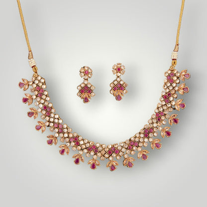 212127 - Antique Gold Plated Classic Style Necklace Set