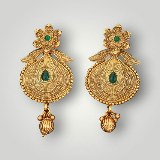 212256 - Antique Matte Gold Plated Long Style Earring