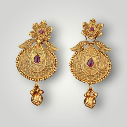 212256 - Antique Matte Gold Plated Long Style Earring