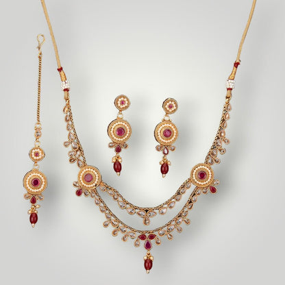 212357 - Antique Gold Plated Pearl Style Necklace Set