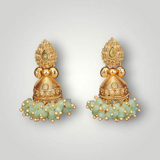 212518 - Antique Matte Gold Plated Jhumki Style Earring
