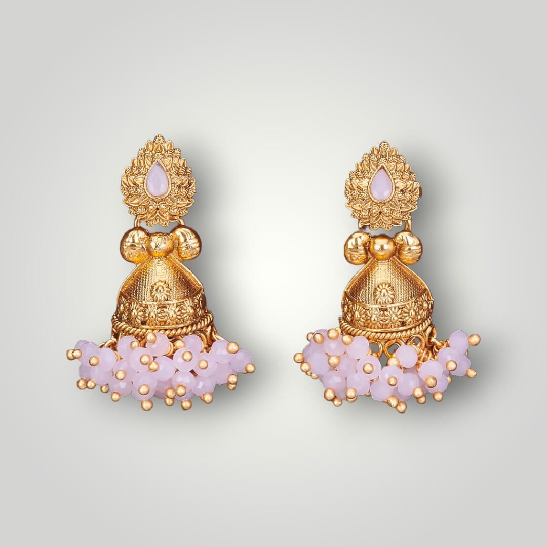 212518 - Antique Matte Gold Plated Jhumki Style Earring