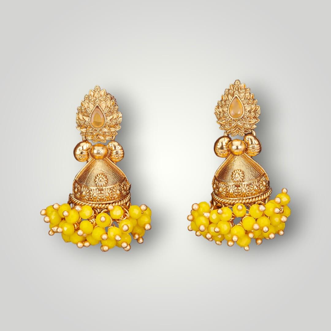 212518 - Antique Matte Gold Plated Jhumki Style Earring