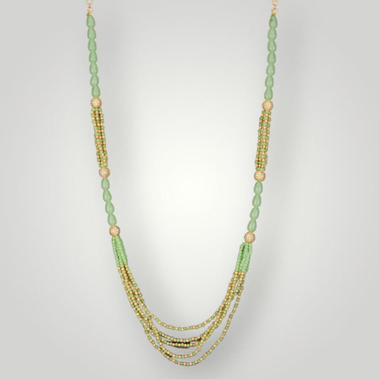 213168 - Antique Gold Plated Mala Bead Style Necklace