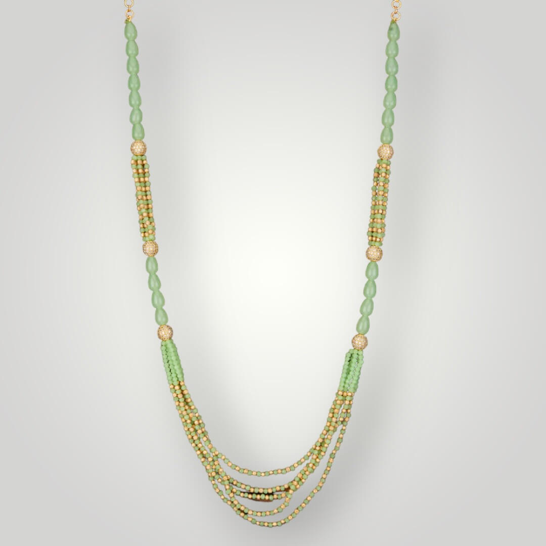 213168 - Antique Gold Plated Mala Bead Style Necklace