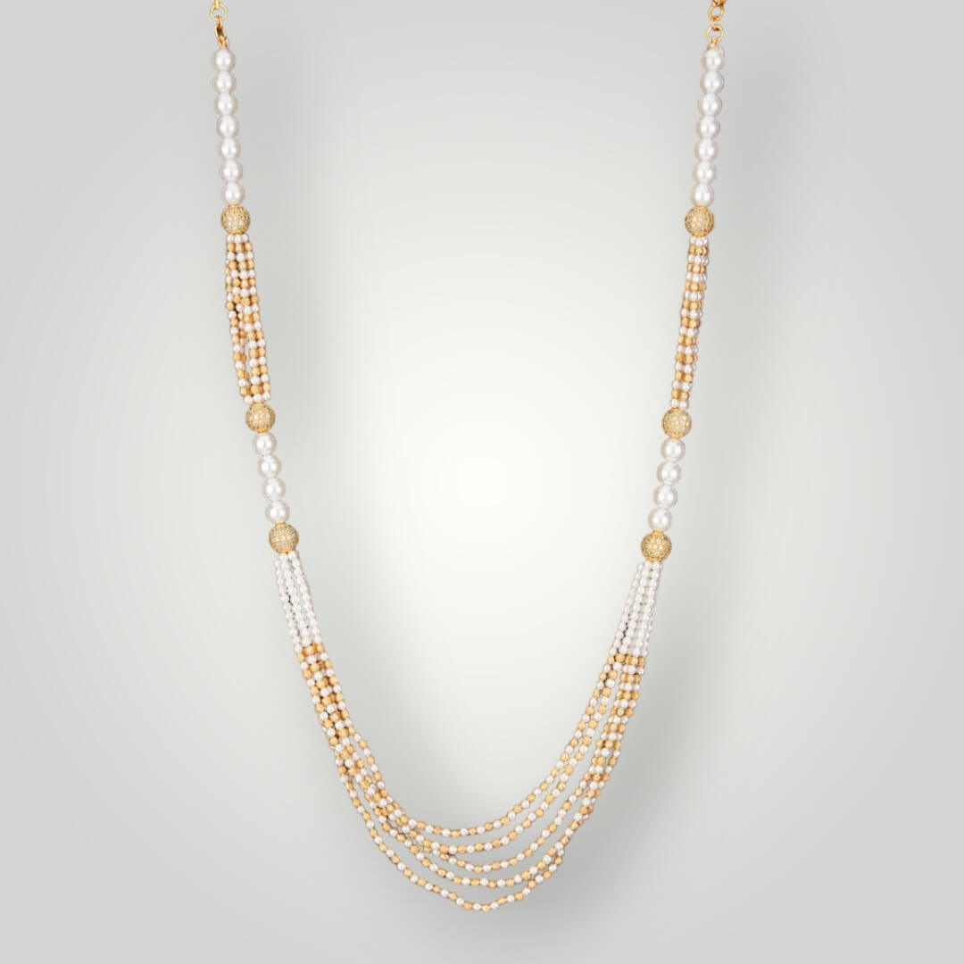 213168 - Antique Gold Plated Mala Bead Style Necklace