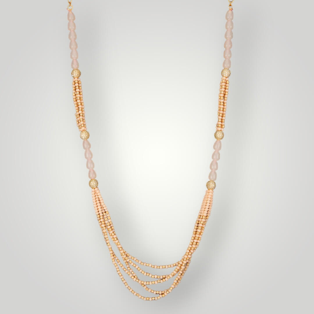 213168 - Antique Gold Plated Mala Bead Style Necklace