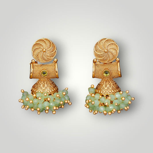 213193 - Antique Matte Gold Plated Jhumki Style Earring