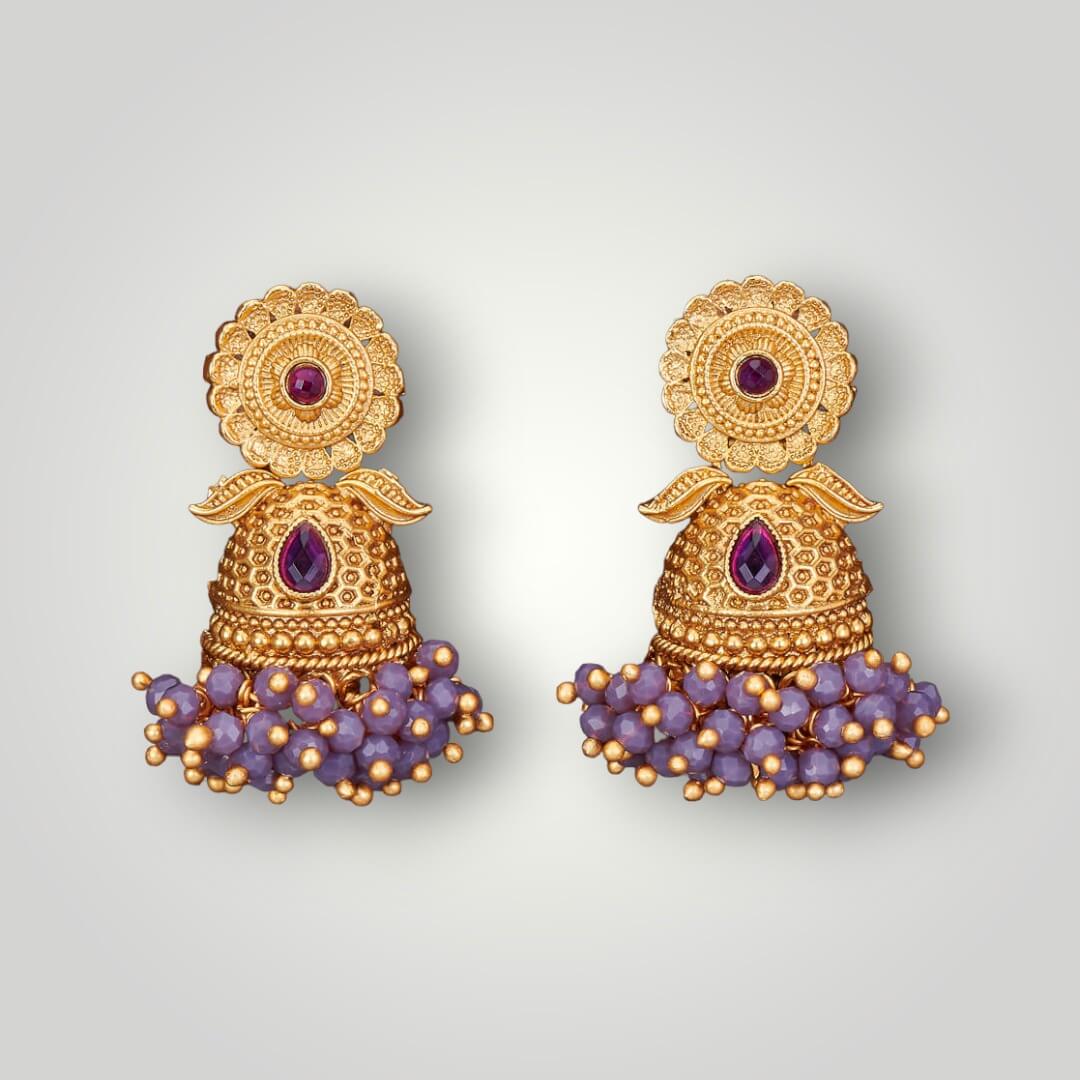 213194 - Antique Matte Gold Plated Jhumki Style Earring